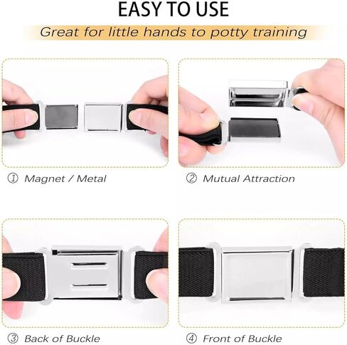 2 Pcs Black Brown Kids Magnetic Belt Adjustable Elastic Belt with Magnetic Buckle for Boys Girls in Saudi Arabia