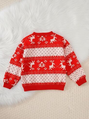 Little Boys/Girls Ugly Christmas Sweatshirts Sherpa Lined Long Sleeve Crewneck Pullover Kids Winter Warm Tops 4t-8t in Saudi Arabia