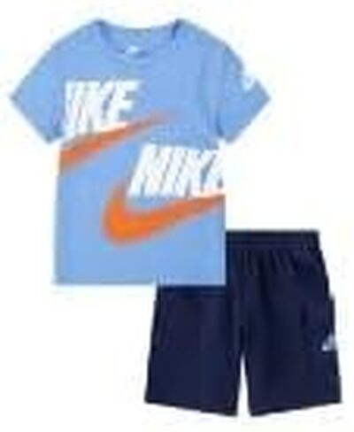 طقم تي شيرت وسروال قصير للأولاد الصغار من Nike، أزرق، 2T in Kuwait