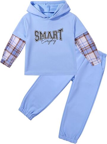 Zupora Toddler Boy 2 Pc Tracksuit Plaid Hoodie Jogger Pants Fall Winter Outfit Set Long Sleeve Casual School Christmas 18M-6Y in Saudi Arabia
