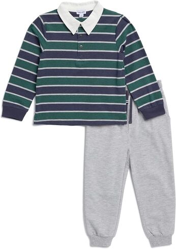Splendid boys Preppy Stripe Long-sleeve Polo Shirt and Jogger Pant Set in Saudi Arabia