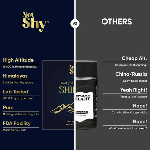 NOTSHY Gold Grade Himalayan Shilajit Resin | 150 Servings, 400mg | 75% Fulvic Acid, 85+ Minerals, High-Altitude 18000 ft Source | Hi-Potency for Muscle Building & Stamina | Lab-Tested for Men & Women in Saudi Arabia