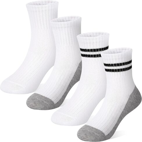 4 أزواج من الجوارب للأطفال الصغار جوارب للأولاد جوارب رياضية مخططة للمدرسة للأولاد والبنات والأطفال من 1 إلى 12 سنة in Kuwait