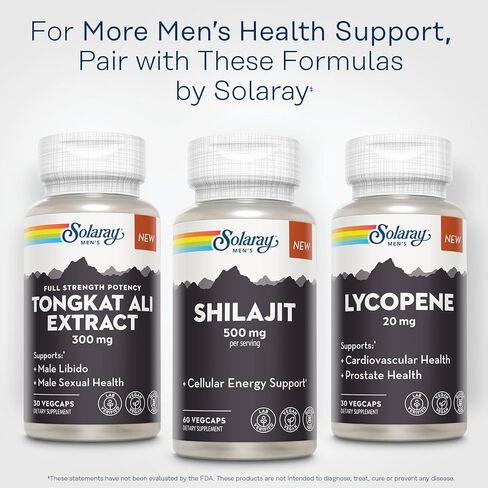 SOLARAY Shilajit 500 mg, PrimaVie (R) Himalayan Shilajit for Men, Adaptogenic Cellular Energy Support, Men’s Health Supplement, Vegan, Gluten Free, 60-Day Guarantee - 30 Servings, 60 VegCaps in Saudi Arabia