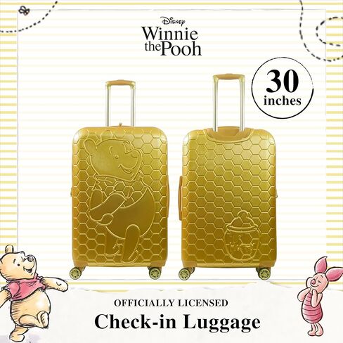 FUL Disney Winnie The Pooh Rolling Luggage, Hardshell Suitcase, 360 Degree Spinner Wheels, Gold, 30 Inch in Saudi Arabia