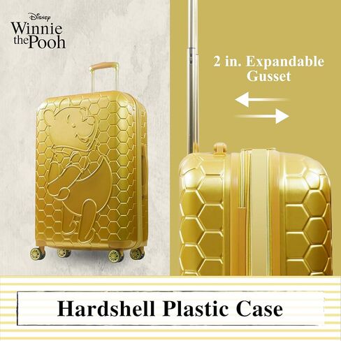 FUL Disney Winnie The Pooh Rolling Luggage, Hardshell Suitcase, 360 Degree Spinner Wheels, Gold, 30 Inch in Saudi Arabia