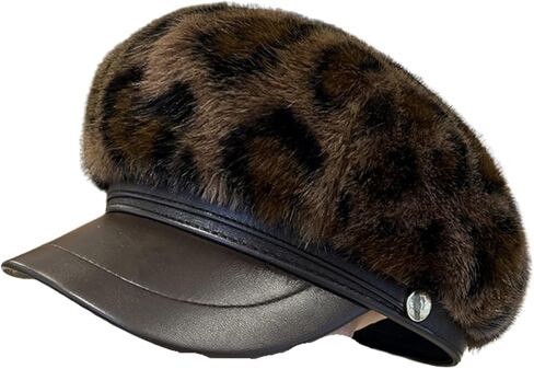 Fashion Wool Newsboy Cap for Women – Leopard Print Fall Winter Hat y2k Trendy Animal Print Gatsby Bakerboy Cap in Saudi Arabia