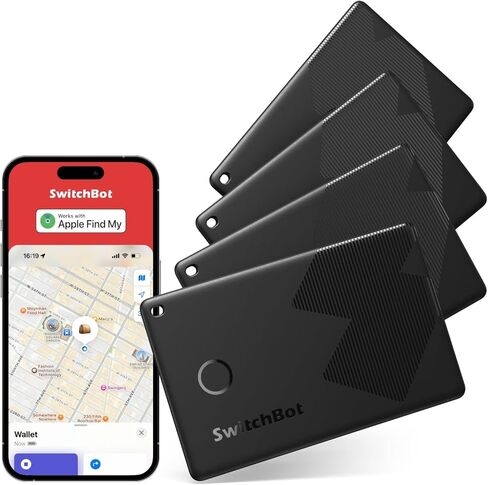 SwitchBot Wallet Finder Card, Bluetooth Tracker, Item Locator Key Finder for Keys, Phones, Luggage, Works with Apple Find My (iOS Only), Up to 3-Year Battery Life, Water Resistant Not Supports Android in Kuwait
