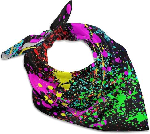 Glow in Dark Splatter Neon Scarves Bandana Headbands Neckerchief for Travel Hiking Party Decor in Saudi Arabia