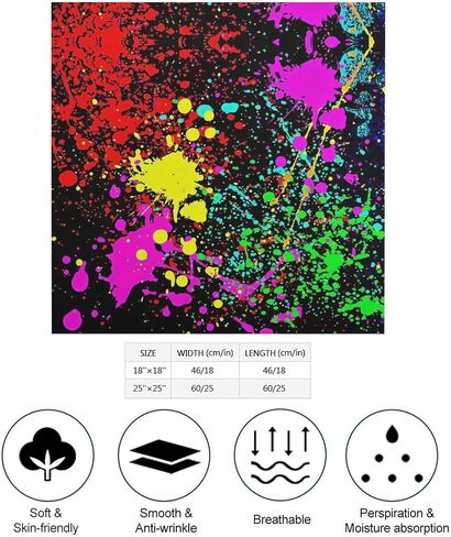 Glow in Dark Splatter Neon Scarves Bandana Headbands Neckerchief for Travel Hiking Party Decor in Saudi Arabia