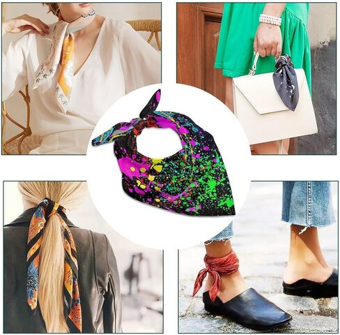 Glow in Dark Splatter Neon Scarves Bandana Headbands Neckerchief for Travel Hiking Party Decor in Saudi Arabia