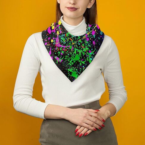 Glow in Dark Splatter Neon Scarves Bandana Headbands Neckerchief for Travel Hiking Party Decor in Saudi Arabia