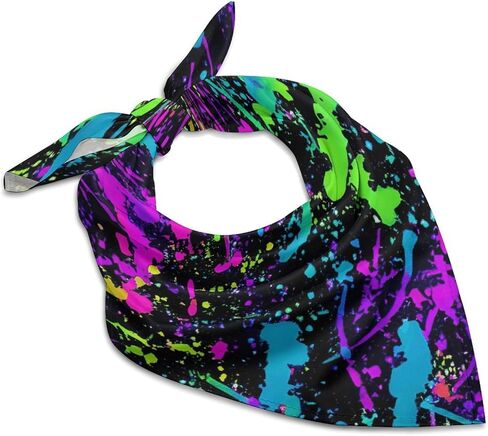 Glow in Dark Splatter Neon Scarves Bandana Headbands Neckerchief for Travel Hiking Party Decor in Saudi Arabia