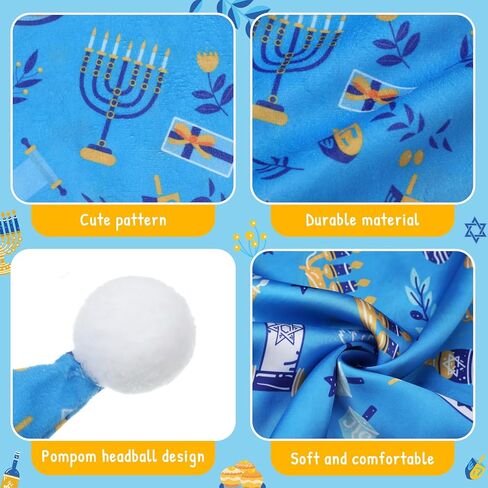 Geyoga 2 هدايا هانوكا السعيدة للنساء قبعة هانوكا ووشاح شانوكا إكسسوارات أزياء ديكور هانوكا وشاح أزرق مضحك قبعات سانتا عيد الميلاد in Saudi Arabia