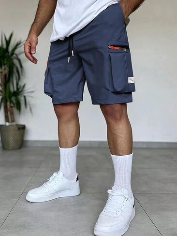 Men's Cargo Shorts Elastic Waist Drawstring Lightweight Casual with Zipper Pockets in Saudi Arabia