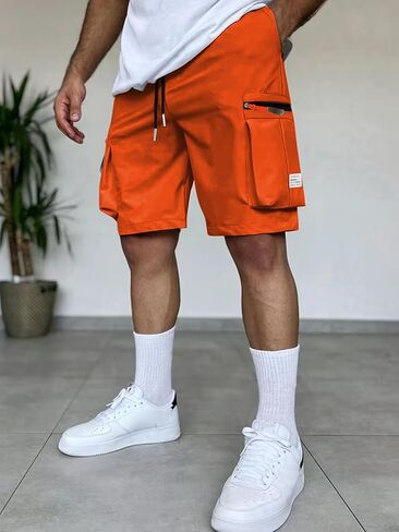 Men's Cargo Shorts Elastic Waist Drawstring Lightweight Casual with Zipper Pockets in Saudi Arabia