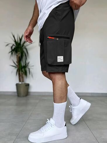 Men's Cargo Shorts Elastic Waist Drawstring Lightweight Casual with Zipper Pockets in Saudi Arabia