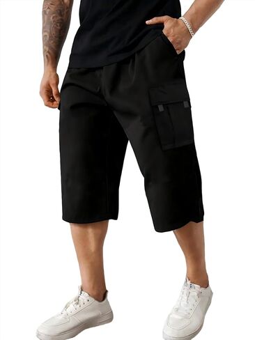 Men's Black Relaxed-Fit Work Shorts - Premium Everyday Utility Wear, Breathable Durable Cotton Casual Outdoor in Saudi Arabia