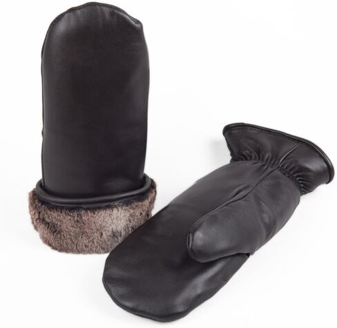 Unisex Sheepskin Lined Leather Mittens – Warm Waterproof Shearling Cold Weather Winter Gloves for Men & Women in Saudi Arabia