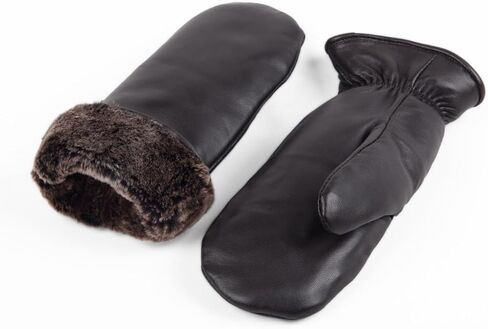 Unisex Sheepskin Lined Leather Mittens – Warm Waterproof Shearling Cold Weather Winter Gloves for Men & Women in Saudi Arabia