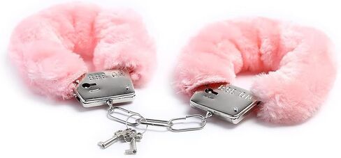 Stainless Steel Pink Fluffy Handcuffs for Ankles and Wrist with Chain Set Fuzzy Hand Cuff Set for Adults Bedroom Hand Cuffs for Women Couples Sq147 in Saudi Arabia