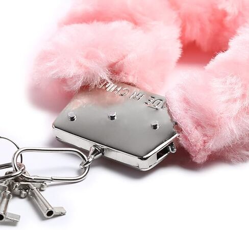 Stainless Steel Pink Fluffy Handcuffs for Ankles and Wrist with Chain Set Fuzzy Hand Cuff Set for Adults Bedroom Hand Cuffs for Women Couples Sq147 in Saudi Arabia