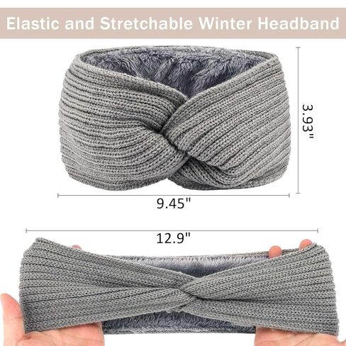 3Pcs Ear Warmer Winter Headbands for Women, Thermal-Lined Fleece Knit Winter Headbands Thick & Wide Cold Weather Headbands for Women Cozy Fleece-Lined Winter Crochet Head Bands in Saudi Arabia