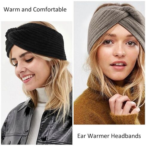 3Pcs Ear Warmer Winter Headbands for Women, Thermal-Lined Fleece Knit Winter Headbands Thick & Wide Cold Weather Headbands for Women Cozy Fleece-Lined Winter Crochet Head Bands in Saudi Arabia
