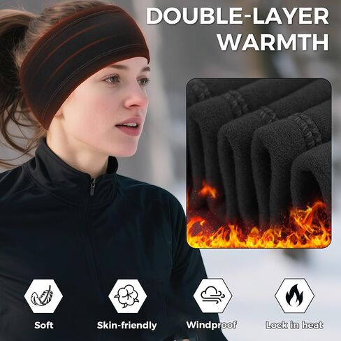 Winter Headband for Men Women Fleece Ear Warmers for Cold Weather Reflective Ear Muffs for Running, Cycling, Skiing in Saudi Arabia