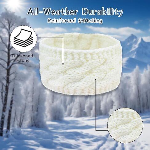 2 Pcs Winter Headbands for Women, Knit Ear Warmers Headband for Cold Weather, Soft Fleece Lined Ear Covers for Winter Vacation Essentials, Thick Running & Skiing Warm Headbands in Saudi Arabia