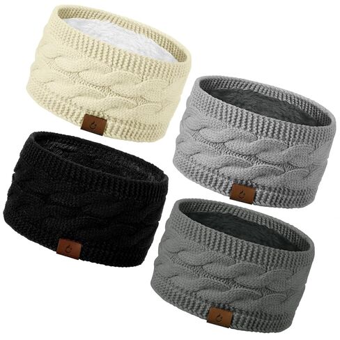 4 Pack Ear Warmer Headband, Knit Earmuffs Winter Headbands for Women, Running Fleece Headband Ear Cover for Cold Weather in Saudi Arabia