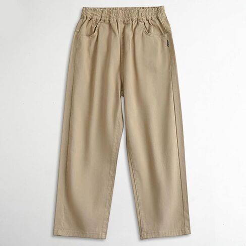 Boy Girls School Uniform Pants Elastic High Waist Trousers Plain Stretchy Lightweight Bottoms Preppy Streetwear with Pocket in Saudi Arabia