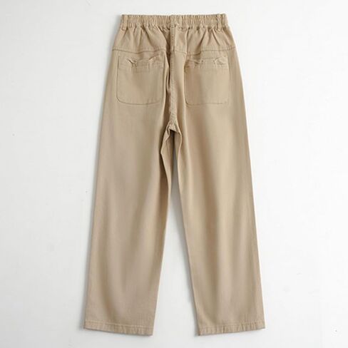 Boy Girls School Uniform Pants Elastic High Waist Trousers Plain Stretchy Lightweight Bottoms Preppy Streetwear with Pocket in Saudi Arabia