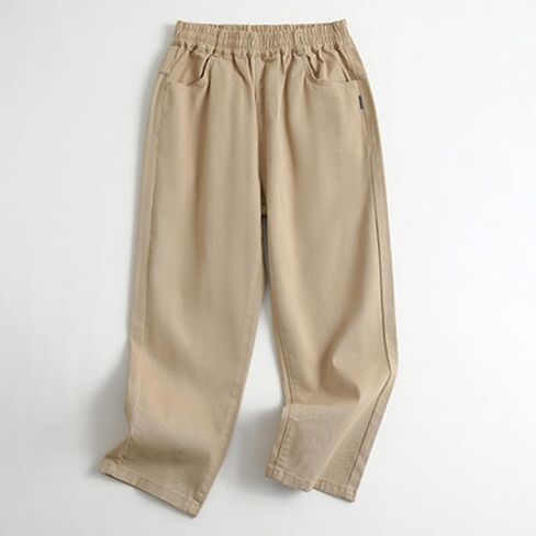 Boy Girls School Uniform Pants Elastic High Waist Trousers Plain Stretchy Lightweight Bottoms Preppy Streetwear with Pocket in Saudi Arabia