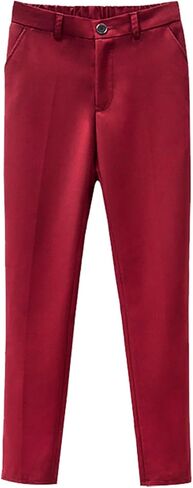 Boy's Dress Pant with Pockets Straight Leg Fit Pull-On Slim Fit School Uniform Pants Formal Stretch Chino Pants in Saudi Arabia
