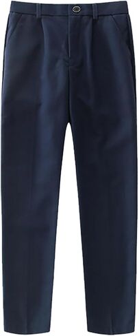 Boy's Dress Pant with Pockets Straight Leg Fit Pull-On Slim Fit School Uniform Pants Formal Stretch Chino Pants in Saudi Arabia