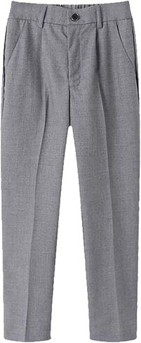 Boy's Dress Pant with Pockets Straight Leg Fit Pull-On Slim Fit School Uniform Pants Formal Stretch Chino Pants in Saudi Arabia