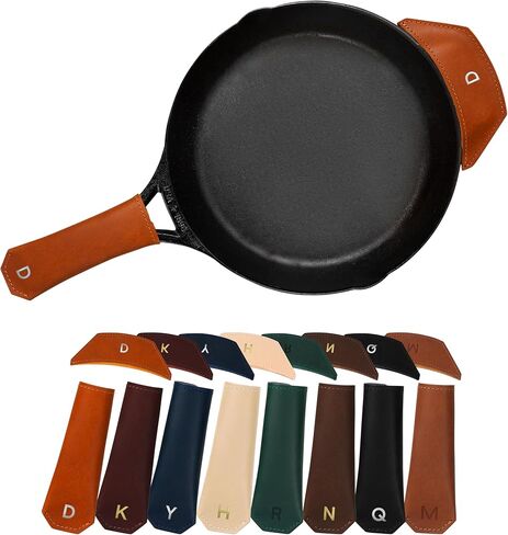 Personalized Leather Pot Handle Cover - 100% Genuine Leather Potholder - Personalized Pot Holder - Leather Potholder - Cast Iron Handle Cover - Custom Skillet Handle Cover - Made in USA. in Saudi Arabia