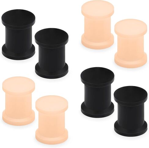 8G-25mm Solid Soft Flesh Skin Tone Slicone Gauges Tunnels Plugs for Ears Double Flare Gauge Stretching Kit Ear Expander Piercing Jewelry for Women Men in Saudi Arabia
