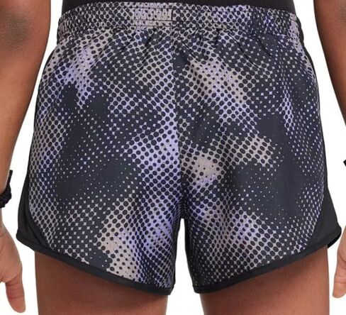شورت Nike Big Girls مطبوع Tempo Dri-FIT مقاس 3 بوصات، أسود/بني مينك/جمشت مترب، مقاس متوسط in Kuwait
