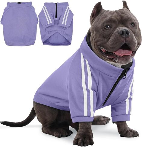 PUMYPOREITY Dog Hoodie for French Bulldog, Pullover Stretchy Dog Hoodies for Frenchie, Soft Dog Sweatshirts, Frenchie Clothes for Cold Weather, Blue, XL in Saudi Arabia