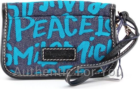 Disney Dooney & Bourke Blue Denim Wristlet - Mickey Minnie Peace Love Laugh Smile in Saudi Arabia