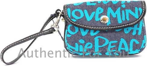 Disney Dooney & Bourke Blue Denim Wristlet - Mickey Minnie Peace Love Laugh Smile in Saudi Arabia