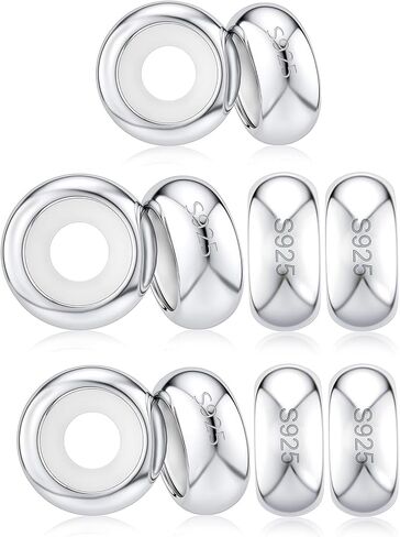 Stopper Charms 925 Sterling Silver Stopper Beads for Bracelets Round Spacer Beads for Charm Bracelets for Women Clip Spacer Charm Bracelet Stoppers in Saudi Arabia