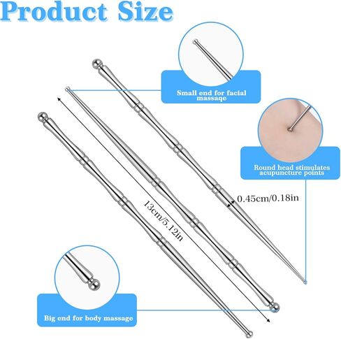 3 Pcs Acupuncture Pen Acupressure Pen Facial Reflexology Tools for Muscle Tension and Pain Relief Stainless Steel Double Headed Face Stick Fascia Tool Deep Tissue Massage Tool in Kuwait