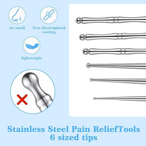 3 Pcs Acupuncture Pen Acupressure Pen Facial Reflexology Tools for Muscle Tension and Pain Relief Stainless Steel Double Headed Face Stick Fascia Tool Deep Tissue Massage Tool in Kuwait