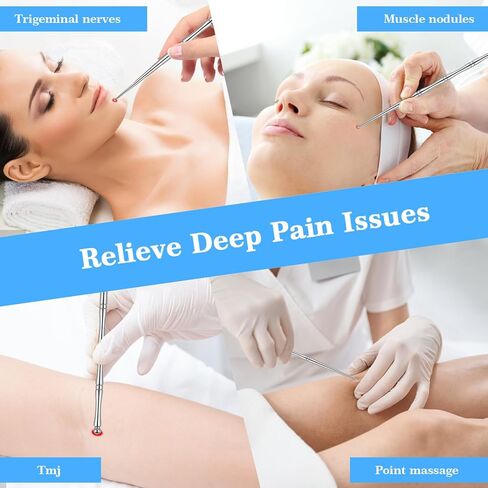 3 Pcs Acupuncture Pen Acupressure Pen Facial Reflexology Tools for Muscle Tension and Pain Relief Stainless Steel Double Headed Face Stick Fascia Tool Deep Tissue Massage Tool in Kuwait