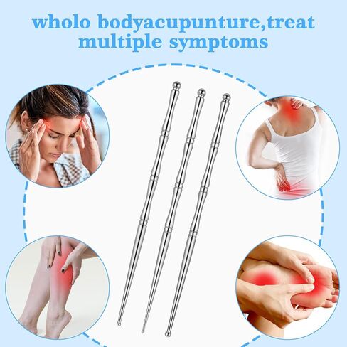 3 Pcs Acupuncture Pen Acupressure Pen Facial Reflexology Tools for Muscle Tension and Pain Relief Stainless Steel Double Headed Face Stick Fascia Tool Deep Tissue Massage Tool in Kuwait