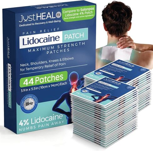 Lidocaine Patches - 4% Numbing Gel Pain Patches | 32 Pack- Maximum Strength Knee Pain Relief Patches | Nerve, Sciatica, Neck & Shoulder Joint, Muscle Soreness & Back Pain Relief- Topical Analgesic in Saudi Arabia