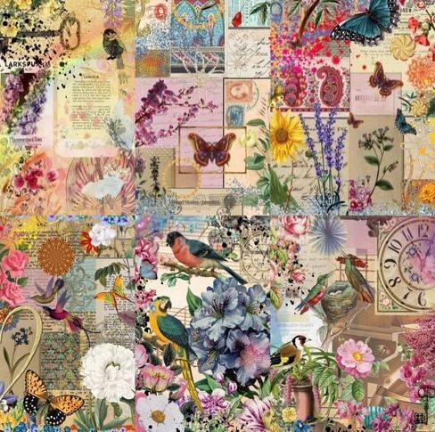 Distressed Bouquet Rice Paper, 8 x 10.5 inch (6pc) - Mulberry Paper for Decoupage Scrapbooking Cards Crafts by Craft Kreatively in Kuwait